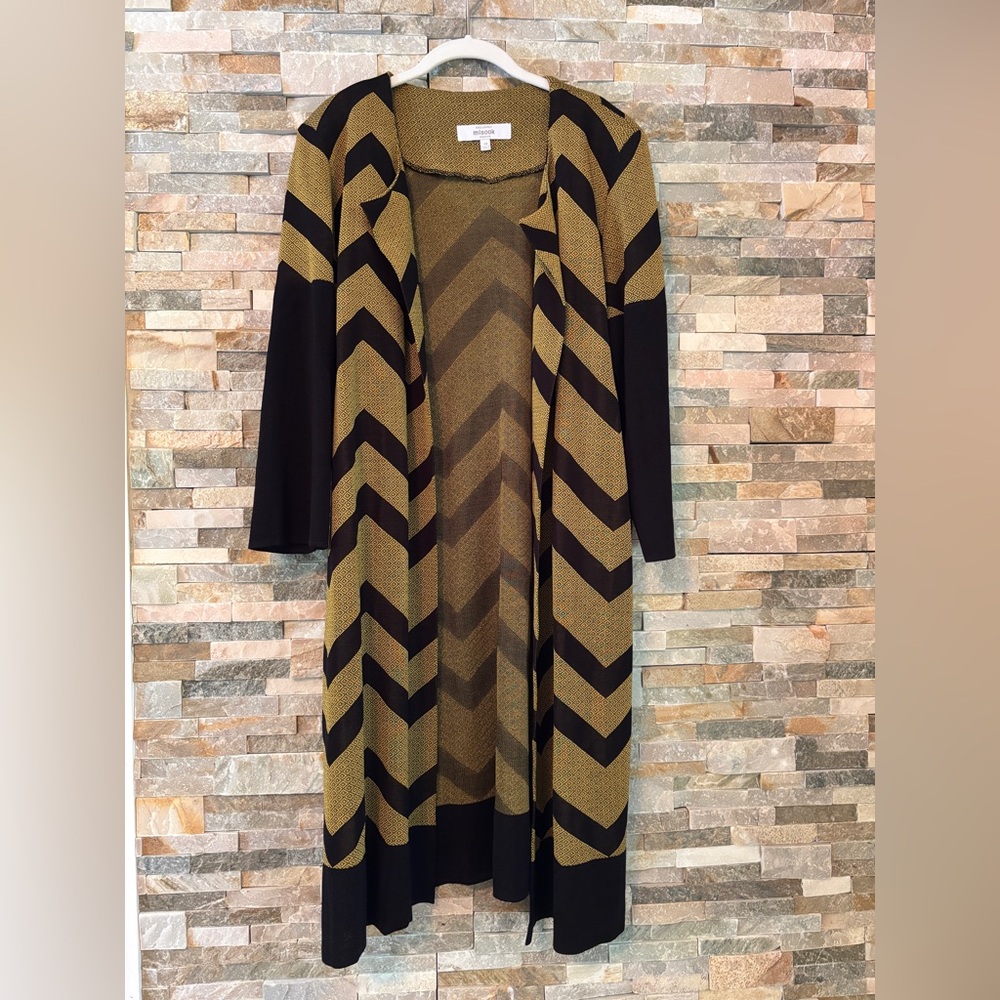 Misook Black and Gold Textured Jacket